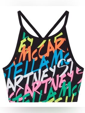 NEW Stella McCartney Kids BLACK Recycled Polyamide Logo Top Active Swim Wear 10Y